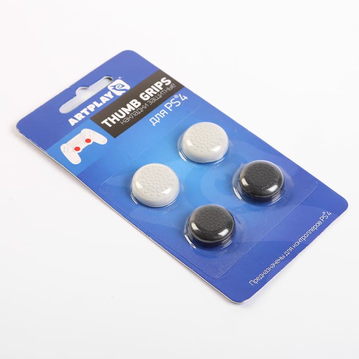 Накладки Artplays Thumb Grips защитные на джойстики геймпада (4 шт - 2 белых, 2 черных)