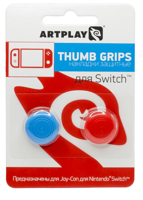 Защитные накладки Artplays Thumb Grips на джойстики геймпада для Nintendo Switch (красная + синяя)