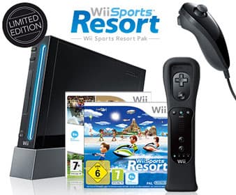 Nintendo Wii /черный/ + Wii Sports Resort (17 игр) + Wii MotionPlus (выставочный образец)