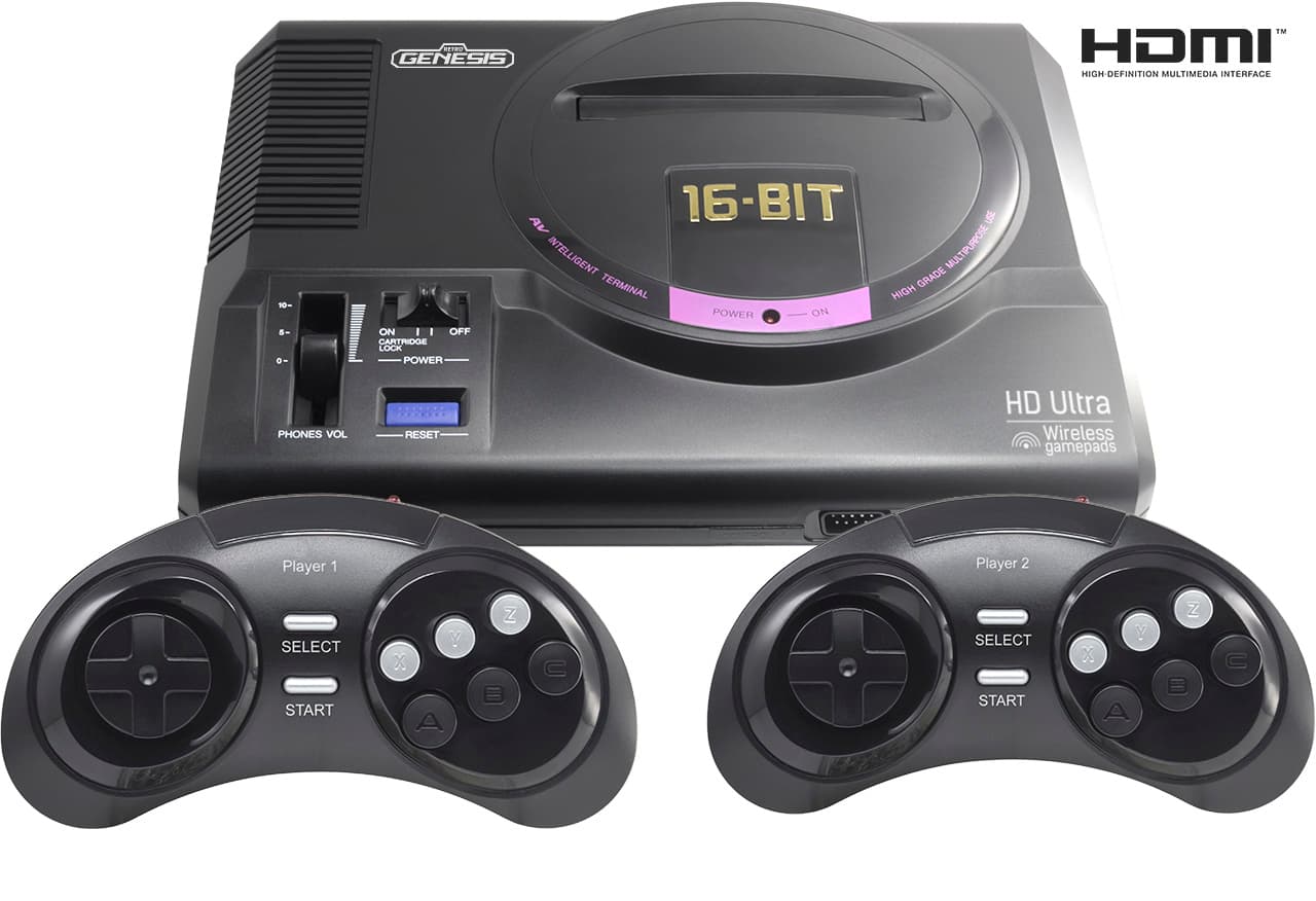 16bit Retro Genesis HD Ultra + 50 игр (2 беспроводных 2.4ГГц джойстика, HDMI кабель)