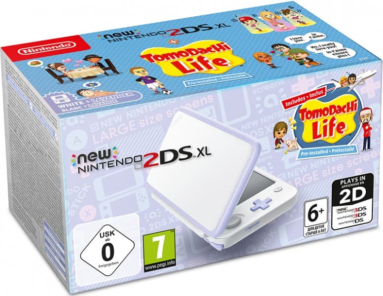 New Nintendo 2DS XL (белый / лавандовый) + игра Tomodachi Life