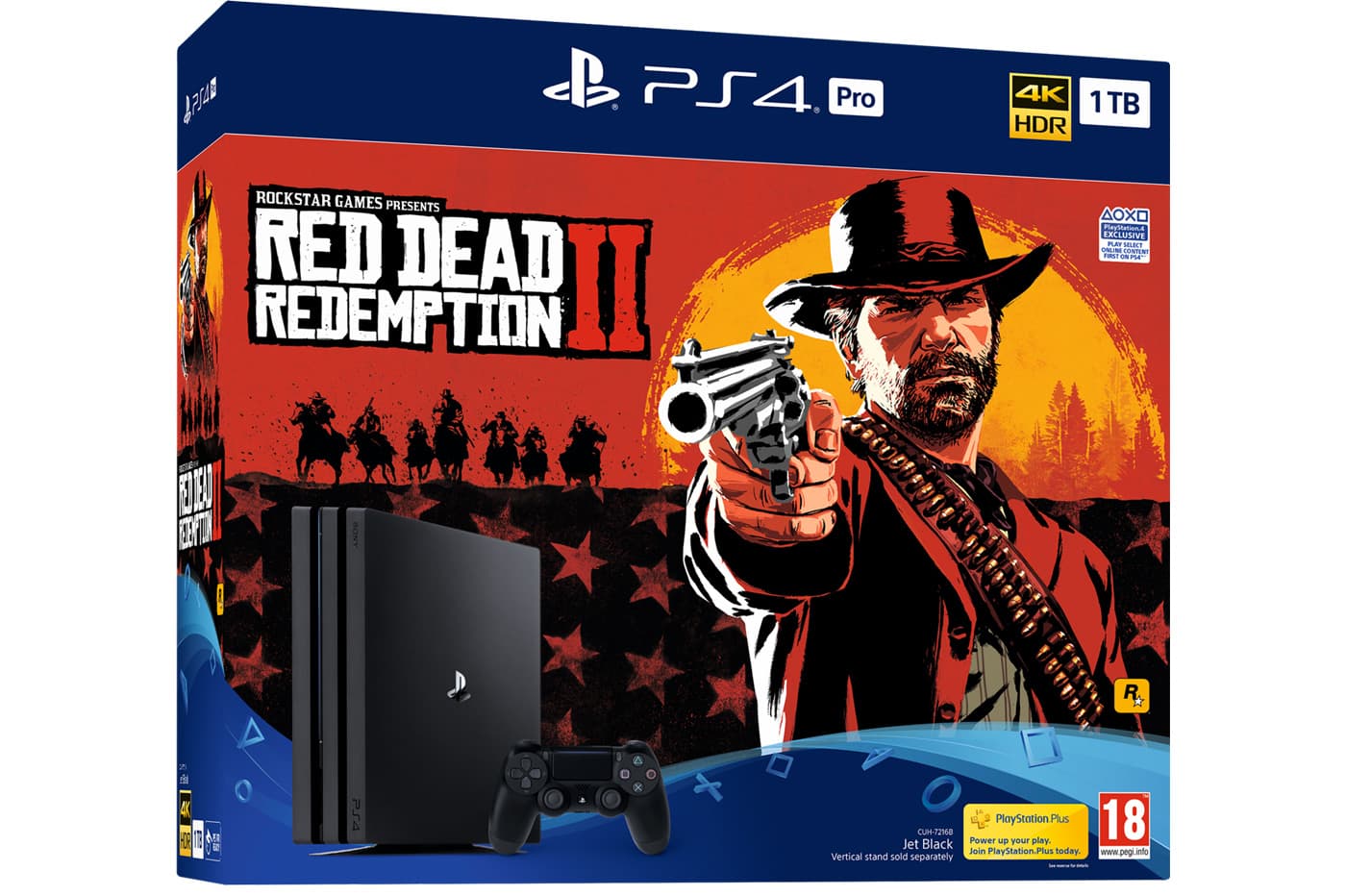 Sony PlayStation 4 Pro 1TB EUROTEST чёрная (CUH-7216B) + Игра Red Dead Redemption 2