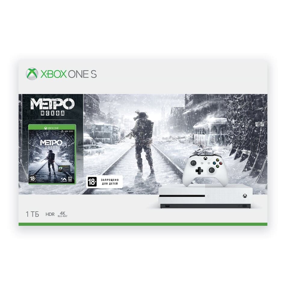 Microsoft Xbox One S 1TB, белый + Metro: Exodus [Метро: Исход]