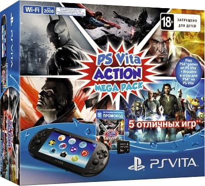 Sony PlayStation Vita Slim (PS Vita Model 2008) + 5 игр Mega Pack Action + карта памяти 8 GB