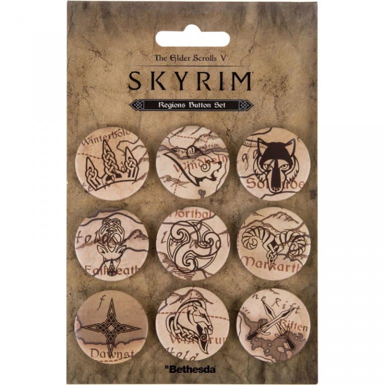Набор значков Skyrim Regions (9 шт.)
