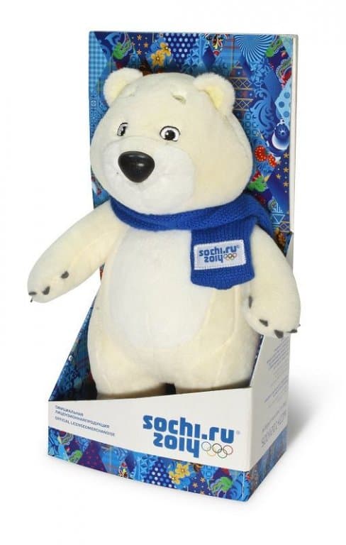 Игрушка мягкая Sochi 2014 Белый Мишка с шарфом 25см