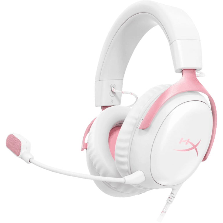 Проводная игровая гарнитура HyperX Cloud III Gaming Headset, white/pink