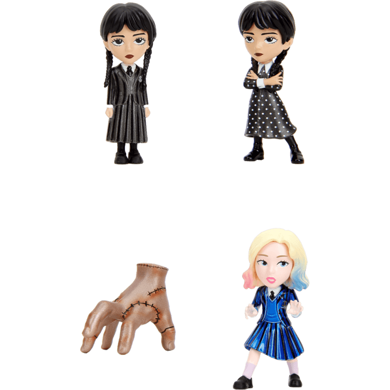 Набор фигурок Metalfigs Wednesday: Wednesday (uniform) + Wednesday (dress) + Enid + Thing