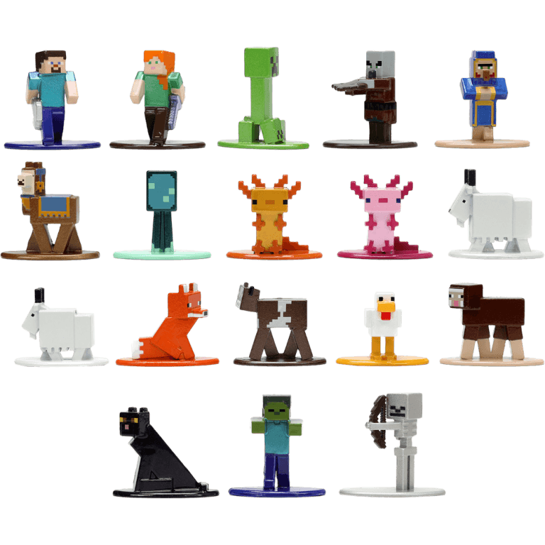 Набор Фигурок Minecraft: Caves & Cliffs, Nano Metalfigs - Wave 8 - (4 см.) (18 шт.)