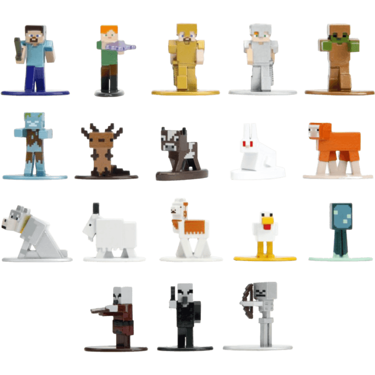 Набор Фигурок Minecraft: Caves & Cliffs, Nano Metalfigs - Wave 9 - (4 см.) (18 шт.)