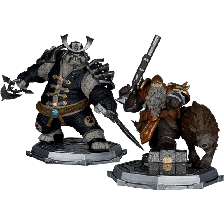 Фигурка World of Warcraft: Dwarf Hunter: Beastmaster / Marksman & Pandaren: Monk / Rogue 2 Pack (Gold Label)