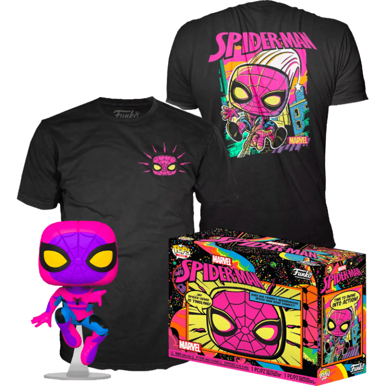 Набор Фигурка + Футболка Funko POP and Tee: Marvel: Spider-Man (Black Light) (XL)
