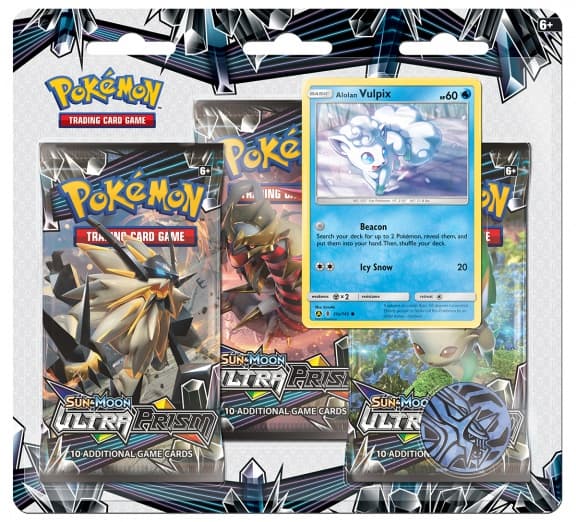 Pokémon Sun & Moon Ultra Prism. Набор 3 бустера + Промо-карта Alolan Vulpix + Монета