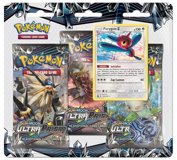 Pokémon Sun & Moon Ultra Prism. Набор 3 бустера + Промо-карта Porygon-Z + Монета