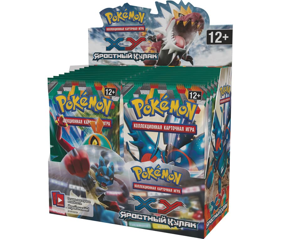 Коллекционная карточная игра Pokémon XY. Двойной блистер “Яростный кулак” 36 бустеров по 10 карт