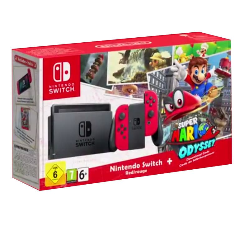 Nintendo Switch (красный) + Super Mario Odyssey