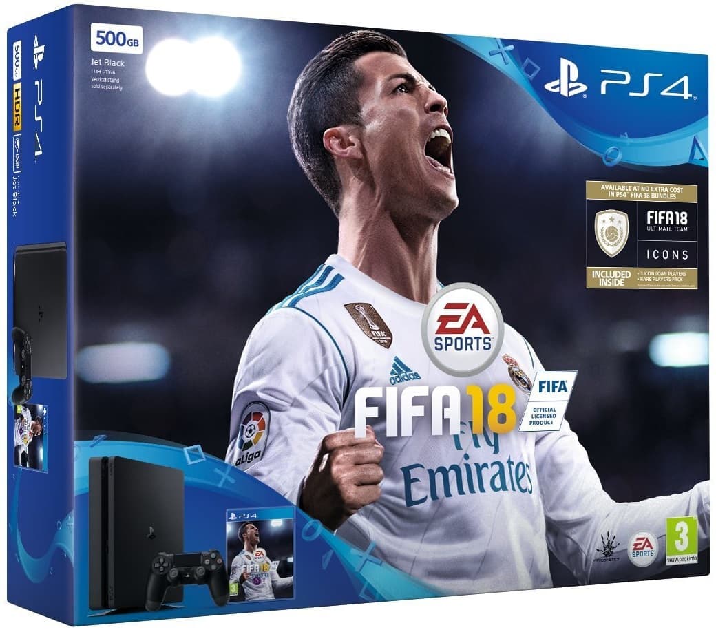 Sony PlayStation 4 Slim 500 Gb EUROTEST, черная (CUH-2116A) + Fifa 18