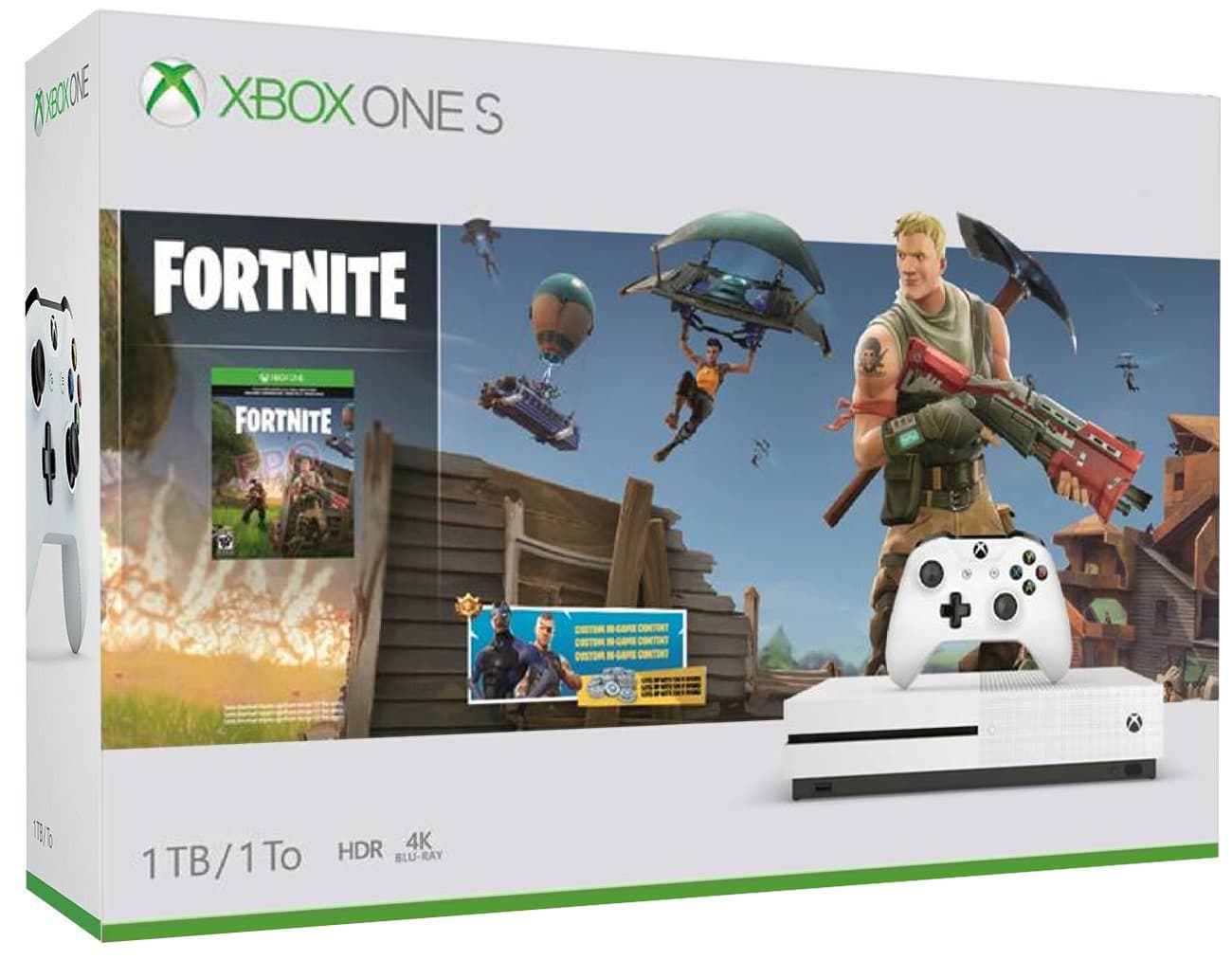 Microsoft Xbox One S 1TB, белый + Fortnite