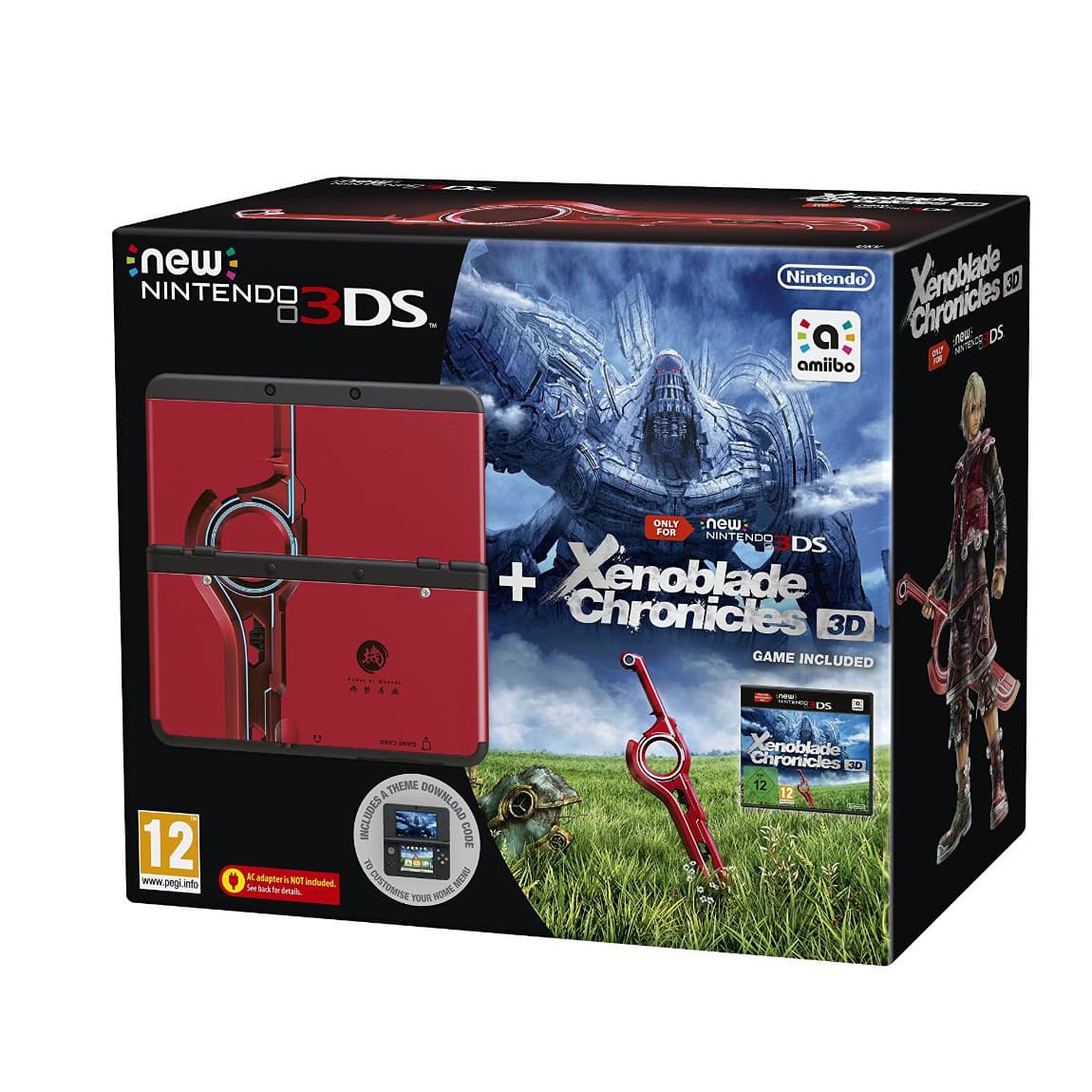 New Nintendo 3DS (чёрная) + игра на картридже Xenoblade Chronicles 3D + Декоративная крышка Xenoblades Chronicles (Б/У)