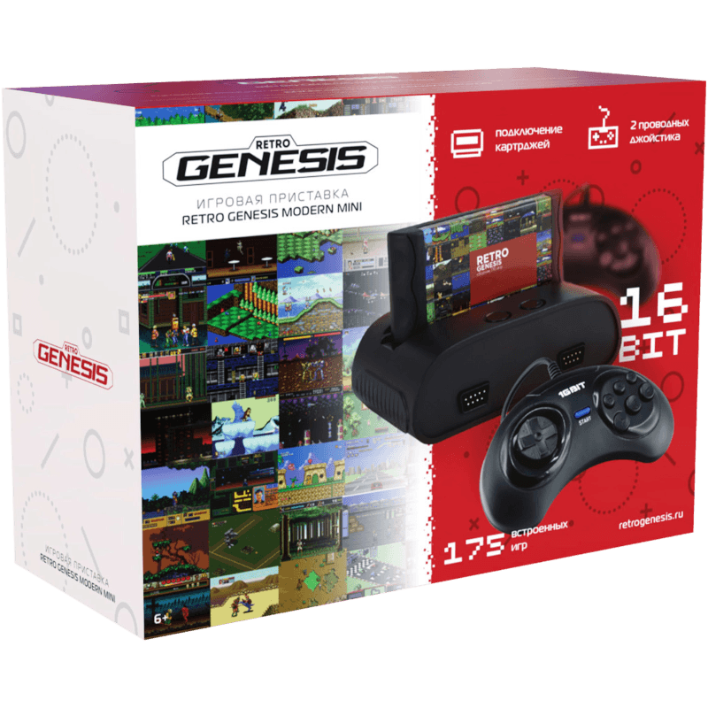 Приставка 16bit Retro Genesis Modern mini (DN-02) + 175 игр + 2 джойстика + картридж