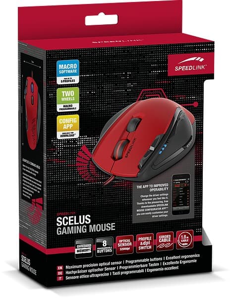 Speedlink Мышь проводная Scelus Gaming Mouse black-red (SL-680004-BKRD)