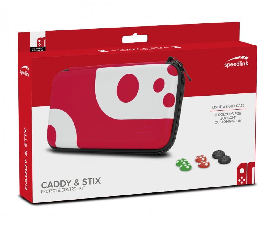 Speedlink Набор: чехол и накладки для консоли Switch Caddy & Stix (black-red) (SL-330200-BKRD)