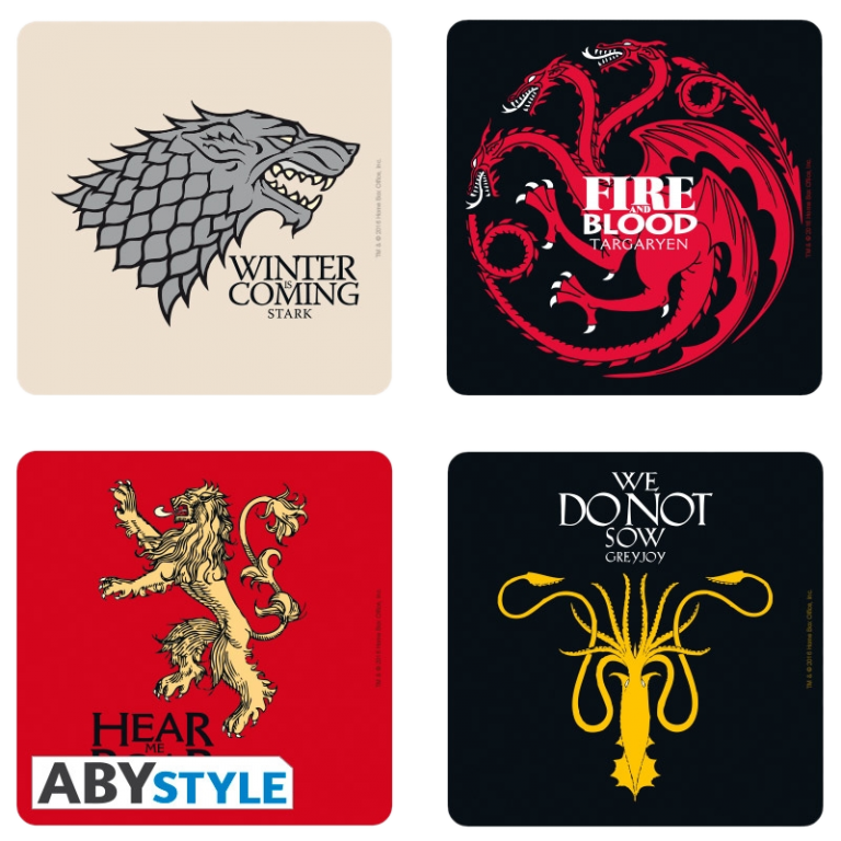 Подставки под напитки ABYstyle: Game of Thrones: Houses (4шт.)