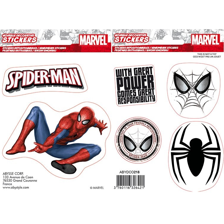 Наклейки ABYstyle: Marvel: Spider-man (2 листа / 16x11 см.)