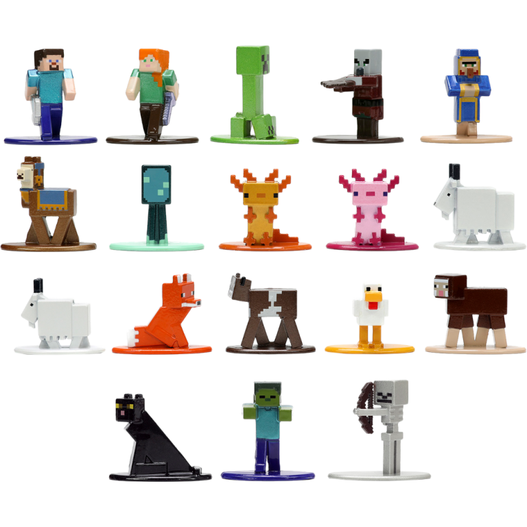 Набор Фигурок Minecraft: Caves & Cliffs, Nano Metalfigs - Wave 8 - (4 см.) (18 шт.)