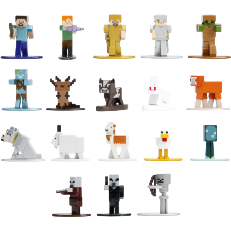 Набор Фигурок Minecraft: Caves & Cliffs, Nano Metalfigs - Wave 9 - (4 см.) (18 шт.)