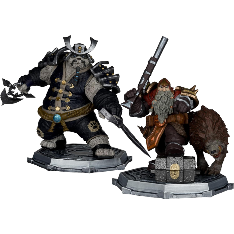Фигурка World of Warcraft: Dwarf Hunter: Beastmaster / Marksman & Pandaren: Monk / Rogue 2 Pack (Gold Label)