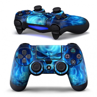 Наклейка виниловая для геймпада Dualshock 4 (Blue Skull)