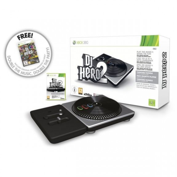 DJ Hero 2 Turntable Bundle (игра + диджейский дульт) + DJ Hero 1 (Б/У) [Xbox 360]
