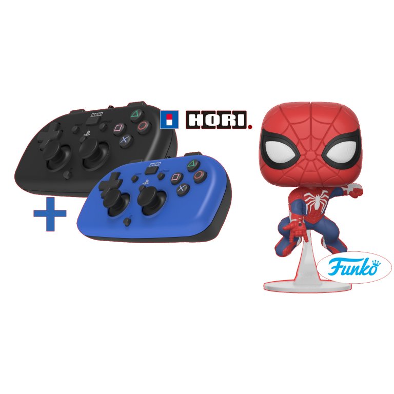 Набор геймпадов Horipad Mini (Black) и Horipad Mini (Blue) + фигурка Funko Spider-Man