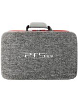 Аксессуар Сумка для консоли и геймпадов PS5 Slim, gray-red