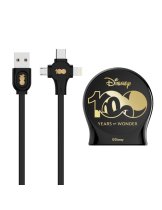 Аксессуар Выдвижной зарядный кабель Дисней Юбилейный, USB - Type-C, Micro USB, Lightning (чёрный)