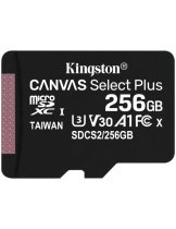 Аксессуар Карта памяти MicroSD 256GB Kingston Canvas Select Plus U3 V30 A1 (100 Mb/s) + SD адаптер