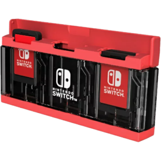 Диск Кейс для хранения 6 игровых карт, Hori Pop & Go Game Card Case - Neon Red (NSW-128U)