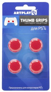 Диск Накладки Artplays Thumb Grips защитные на джойстики геймпада (4 шт) красные