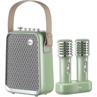 Диск Портативный караоке Bluetooth динамик с двумя микрофонами Divoom SongBird-HQ (зелёный)