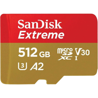 Диск Карта памяти MicroSD 512GB SanDisk Class 10 Extreme (R/W 190/130 MB/s) + SD адаптер