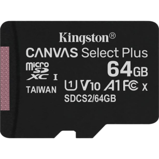 Диск Карта памяти MicroSD 64GB Kingston Canvas Select Plus (100 Mb/s) + SD адаптер