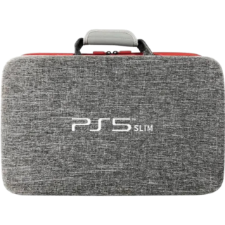 Диск Сумка для консоли и геймпадов PS5 Slim, gray-red
