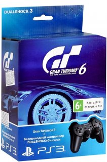 Диск Gran Turismo 6 + Sony Dualshock 3, черный [PS3]