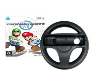 Диск Mario Kart + Руль (чёрный) [Wii]