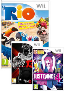 Диск Rio + WWE 2013 + Just Dance 4 [Wii]