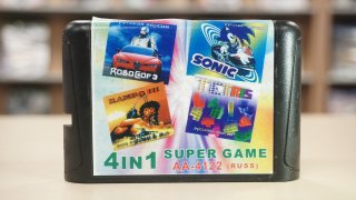 Диск 16bit Сборник (4в1) RoboCop 3, Sonic, Rambo III, Tetris