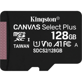 Диск Карта памяти MicroSD 128GB Kingston Canvas Select Plus (100 Mb/s) + SD адаптер