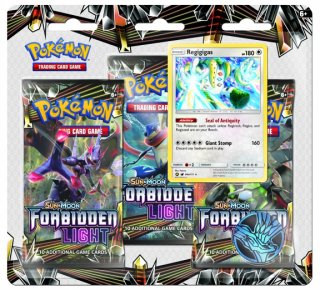Диск Pokémon Sun & Moon «Forbidden Light». Набор «3 бустера + Промо-карта Regigigas + Монета»