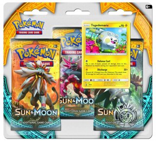 Диск Pokemon Sun & Moon. Набор 3 бустера + Промо-карта Тогедемару + Монета 